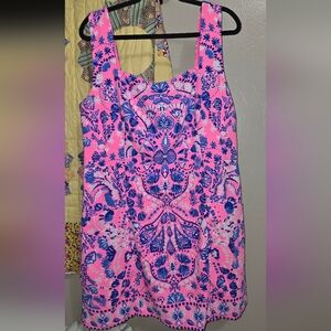 Lilly Pulitzer Elin Romper in the Havana Pink Turtle Tidepool print Sz 16